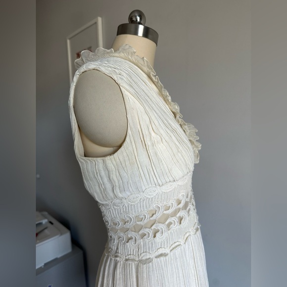 Chloe Boho Ivory Lace Sheer Dress 2010 Cruise Collection Vintage Midi - Picture 9 of 13